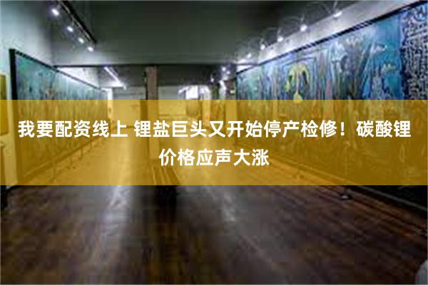 我要配资线上 锂盐巨头又开始停产检修！碳酸锂价格应声大涨