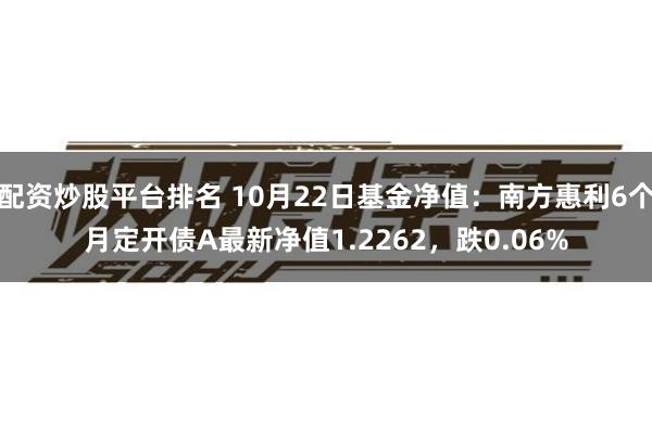 配资炒股平台排名 10月22日基金净值：南方惠利6个月定开债A最新净值1.2262，跌0.06%